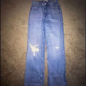 hugh rise wide leg ZARA ripped jeans